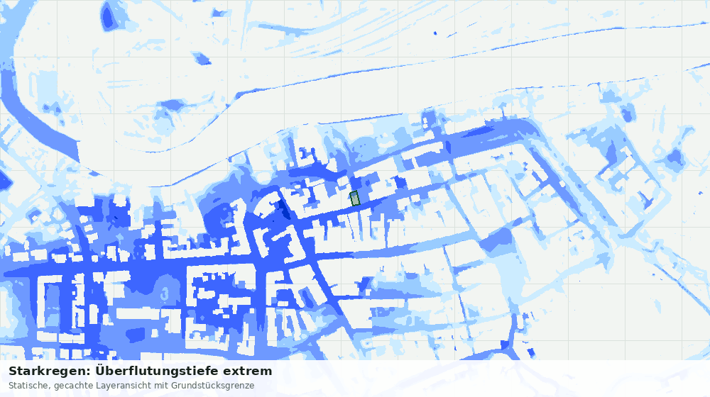 Statische Kartenansicht: Starkregen: Überflutungstiefe extrem
