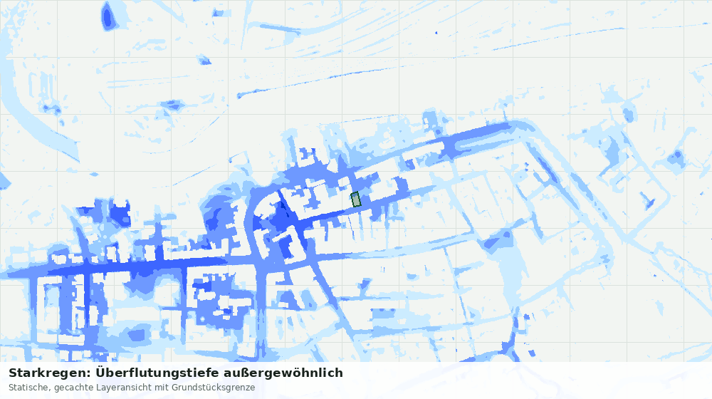 Statische Kartenansicht: Starkregen: Überflutungstiefe außergewöhnlich
