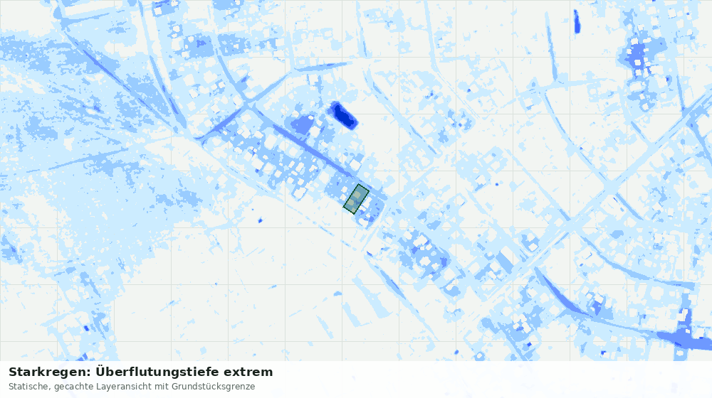 Statische Kartenansicht: Starkregen: Überflutungstiefe extrem