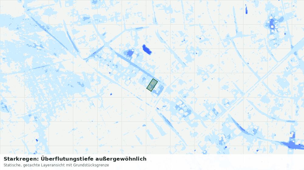 Statische Kartenansicht: Starkregen: Überflutungstiefe außergewöhnlich