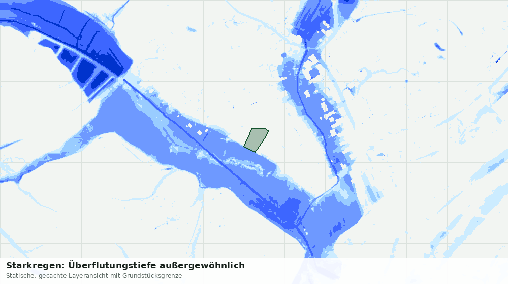 Statische Kartenansicht: Starkregen: Überflutungstiefe außergewöhnlich