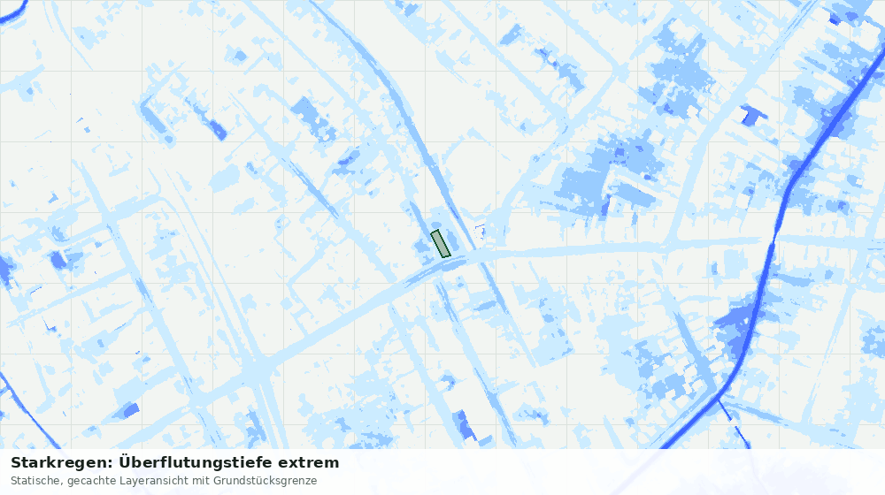 Statische Kartenansicht: Starkregen: Überflutungstiefe extrem