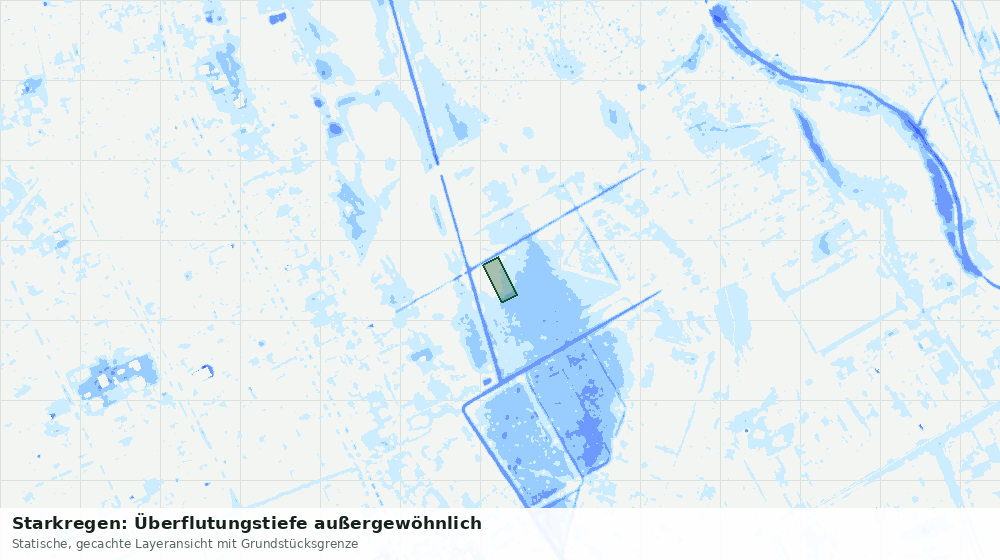 Statische Kartenansicht: Starkregen: Überflutungstiefe außergewöhnlich