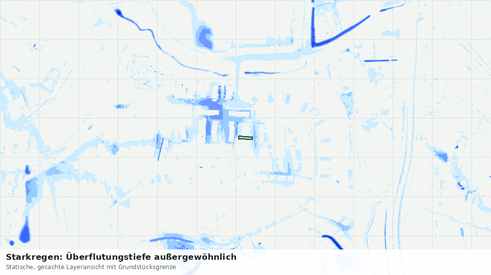 Statische Kartenansicht: Starkregen: Überflutungstiefe außergewöhnlich