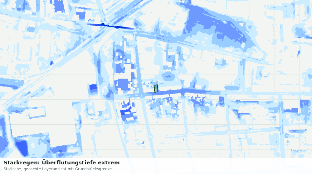 Statische Kartenansicht: Starkregen: Überflutungstiefe extrem