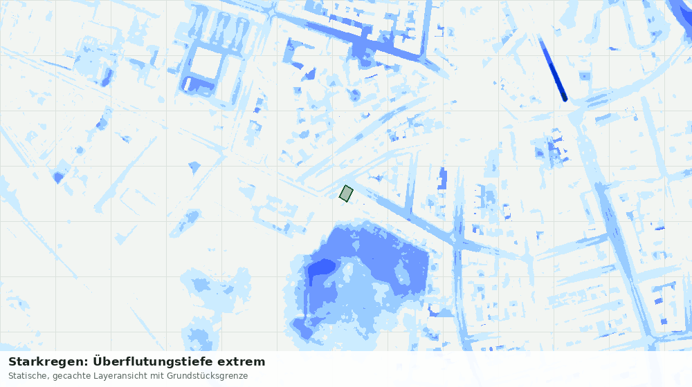 Statische Kartenansicht: Starkregen: Überflutungstiefe extrem
