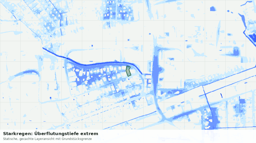 Statische Kartenansicht: Starkregen: Überflutungstiefe extrem