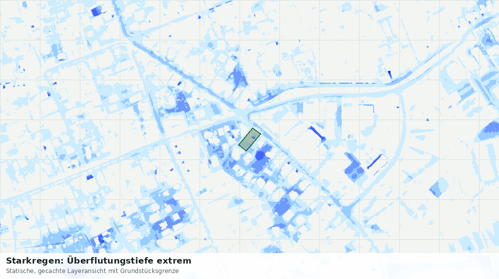 Statische Kartenansicht: Starkregen: Überflutungstiefe extrem