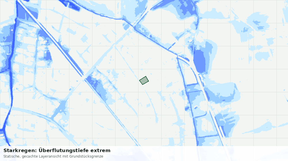 Statische Kartenansicht: Starkregen: Überflutungstiefe extrem
