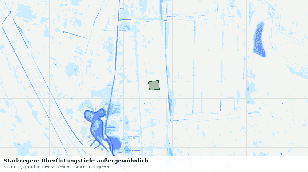 Statische Kartenansicht: Starkregen: Überflutungstiefe außergewöhnlich