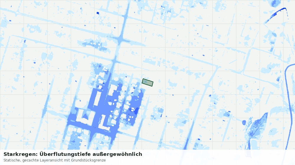 Statische Kartenansicht: Starkregen: Überflutungstiefe außergewöhnlich