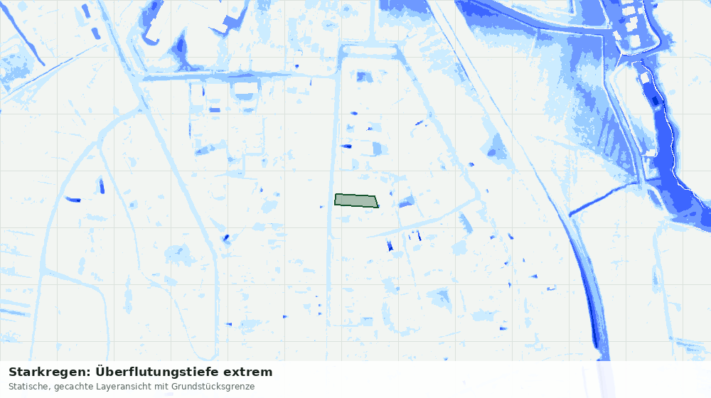Statische Kartenansicht: Starkregen: Überflutungstiefe extrem