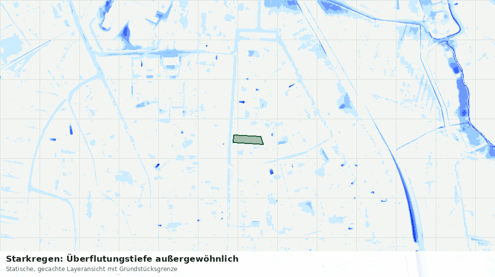 Statische Kartenansicht: Starkregen: Überflutungstiefe außergewöhnlich