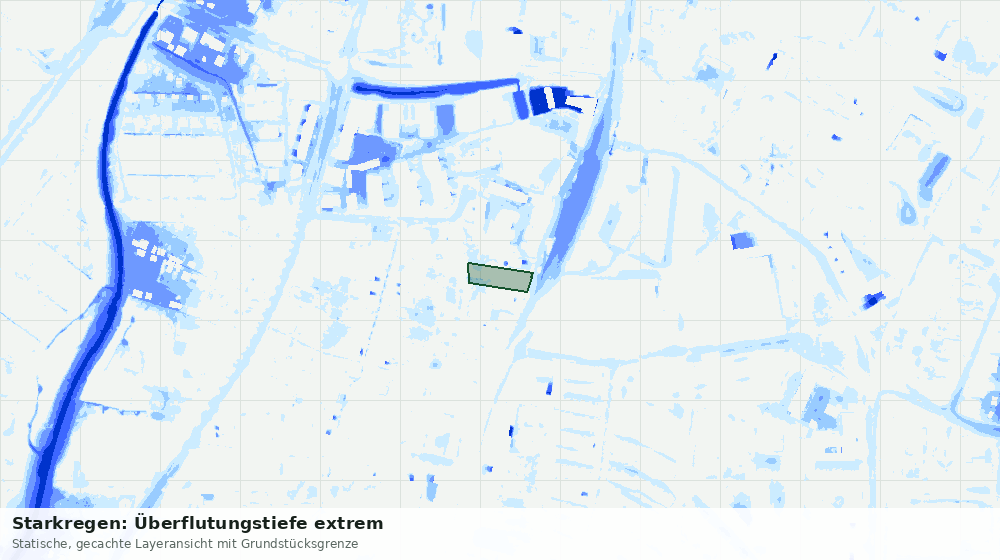 Statische Kartenansicht: Starkregen: Überflutungstiefe extrem
