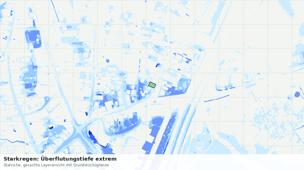 Statische Kartenansicht: Starkregen: Überflutungstiefe extrem
