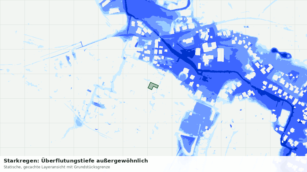 Statische Kartenansicht: Starkregen: Überflutungstiefe außergewöhnlich