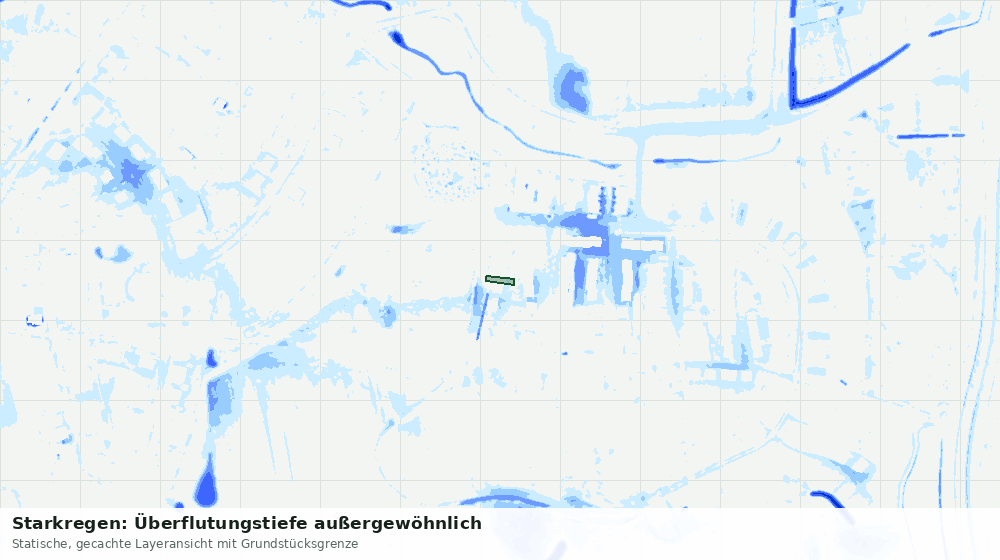 Statische Kartenansicht: Starkregen: Überflutungstiefe außergewöhnlich
