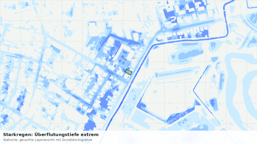 Statische Kartenansicht: Starkregen: Überflutungstiefe extrem