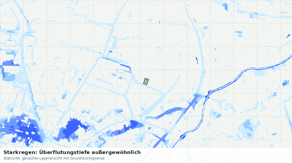 Statische Kartenansicht: Starkregen: Überflutungstiefe außergewöhnlich