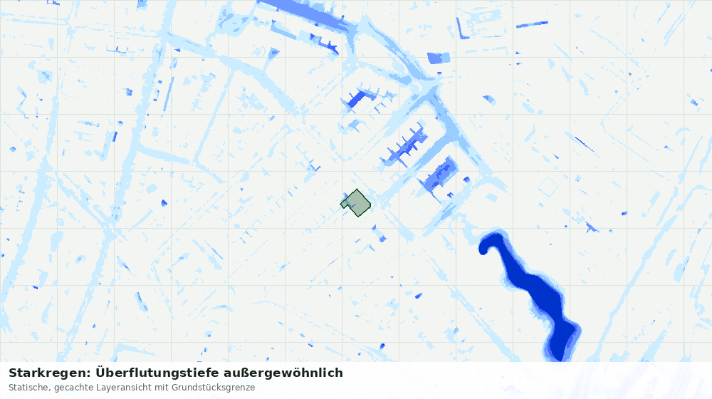 Statische Kartenansicht: Starkregen: Überflutungstiefe außergewöhnlich