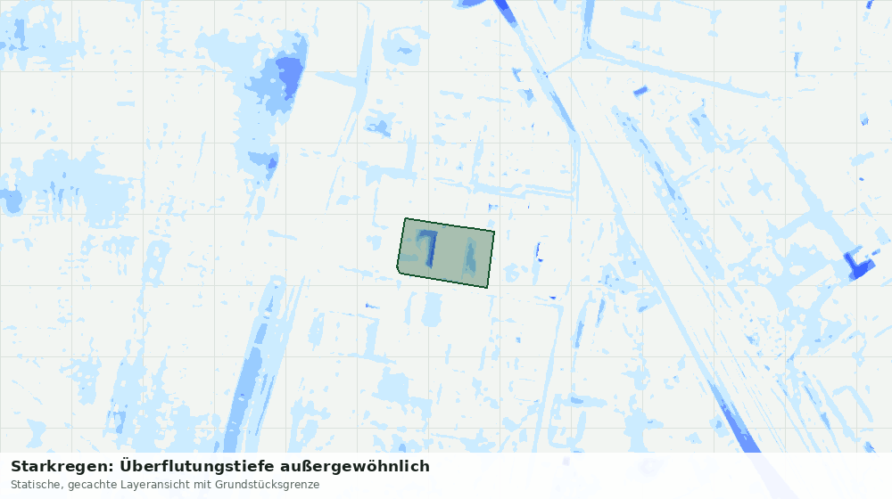 Statische Kartenansicht: Starkregen: Überflutungstiefe außergewöhnlich