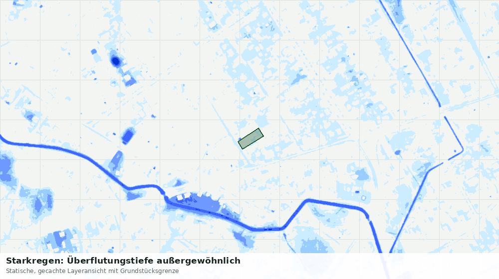 Statische Kartenansicht: Starkregen: Überflutungstiefe außergewöhnlich