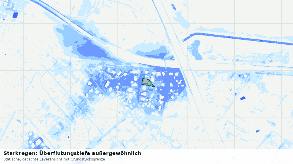 Statische Kartenansicht: Starkregen: Überflutungstiefe außergewöhnlich