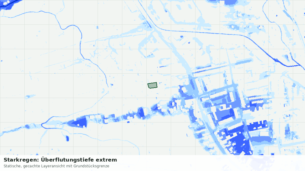 Statische Kartenansicht: Starkregen: Überflutungstiefe extrem