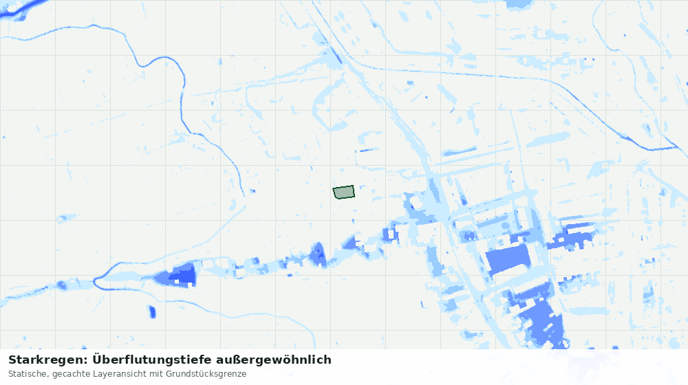 Statische Kartenansicht: Starkregen: Überflutungstiefe außergewöhnlich