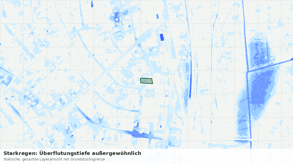 Statische Kartenansicht: Starkregen: Überflutungstiefe außergewöhnlich