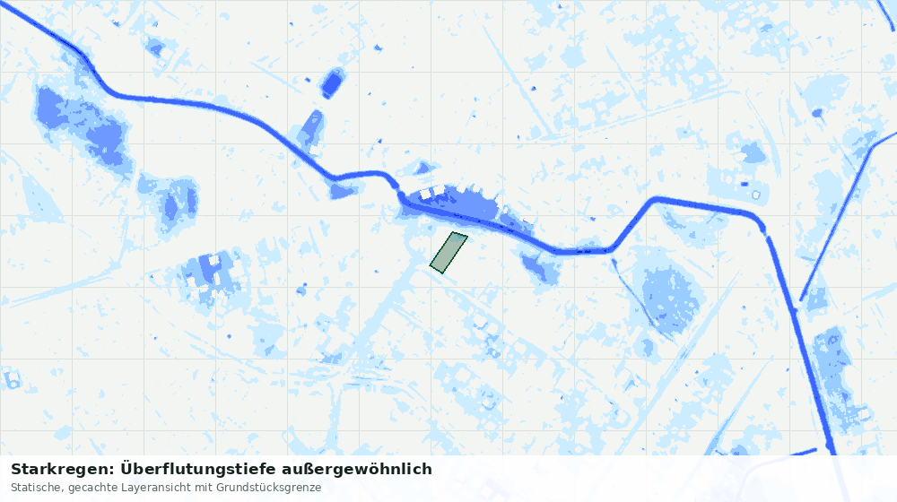 Statische Kartenansicht: Starkregen: Überflutungstiefe außergewöhnlich