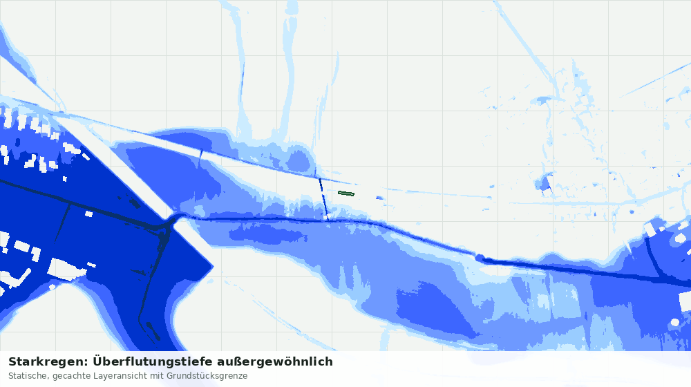 Statische Kartenansicht: Starkregen: Überflutungstiefe außergewöhnlich