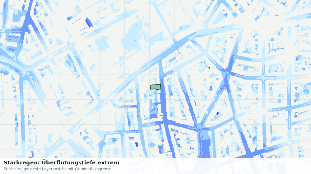 Statische Kartenansicht: Starkregen: Überflutungstiefe extrem