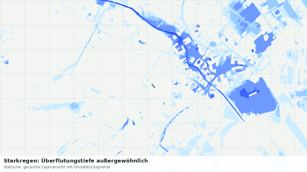 Statische Kartenansicht: Starkregen: Überflutungstiefe außergewöhnlich