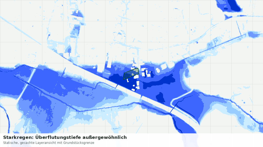 Statische Kartenansicht: Starkregen: Überflutungstiefe außergewöhnlich