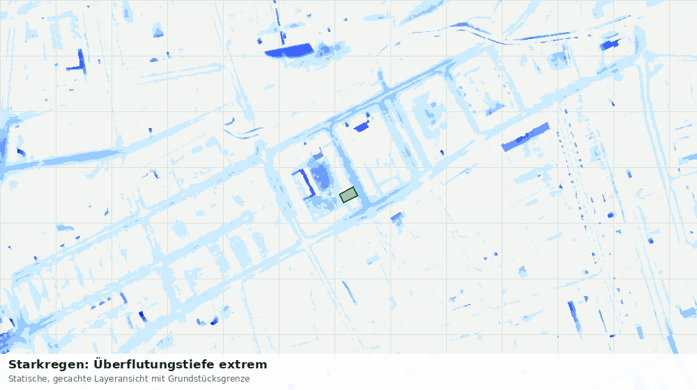 Statische Kartenansicht: Starkregen: Überflutungstiefe extrem