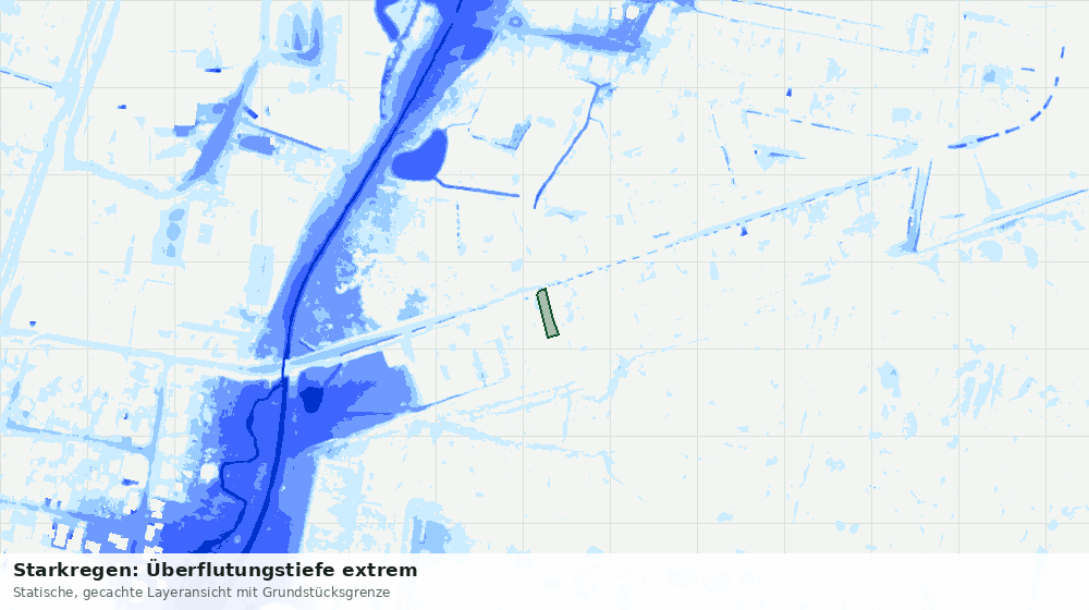 Statische Kartenansicht: Starkregen: Überflutungstiefe extrem