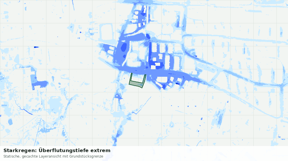 Statische Kartenansicht: Starkregen: Überflutungstiefe extrem