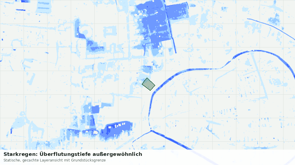 Statische Kartenansicht: Starkregen: Überflutungstiefe außergewöhnlich