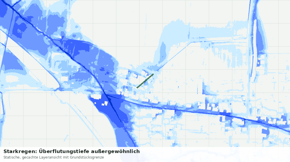 Statische Kartenansicht: Starkregen: Überflutungstiefe außergewöhnlich