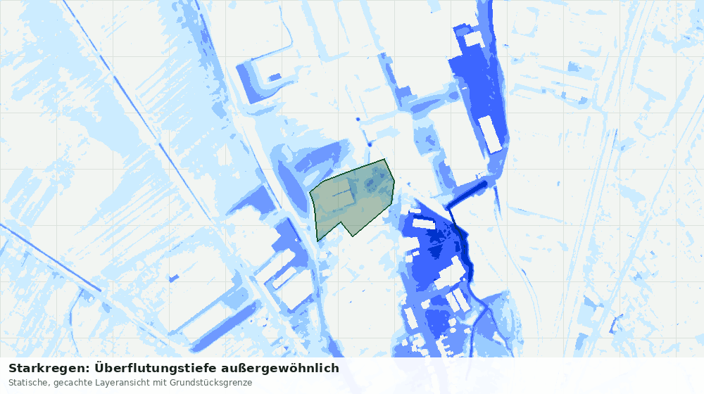 Statische Kartenansicht: Starkregen: Überflutungstiefe außergewöhnlich