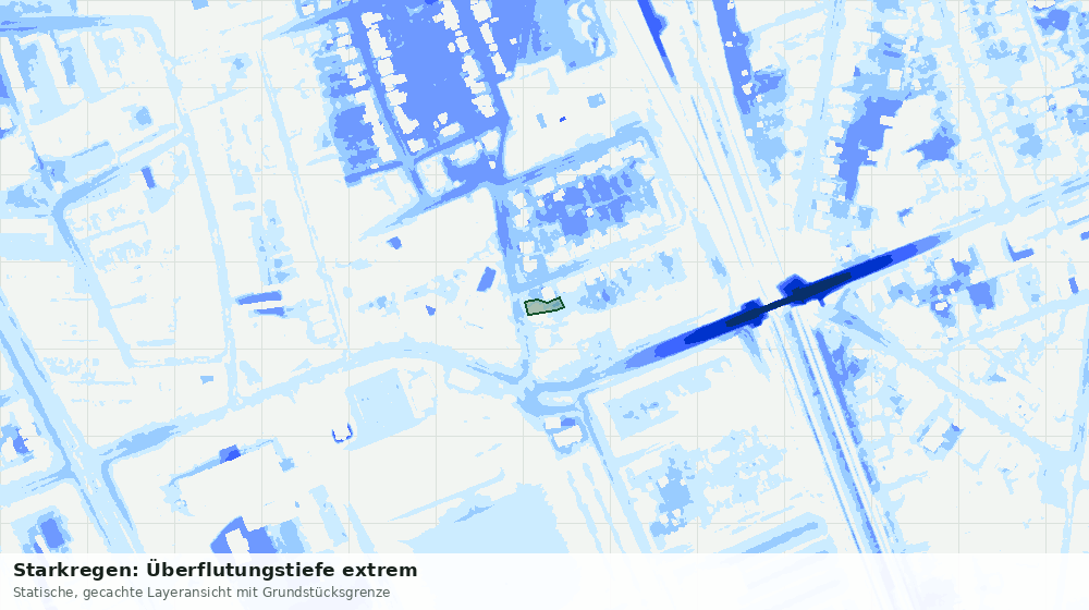 Statische Kartenansicht: Starkregen: Überflutungstiefe extrem