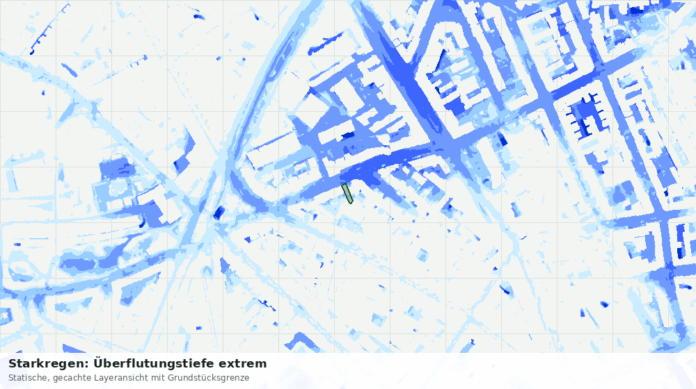 Statische Kartenansicht: Starkregen: Überflutungstiefe extrem