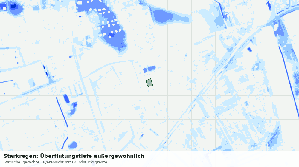 Statische Kartenansicht: Starkregen: Überflutungstiefe außergewöhnlich
