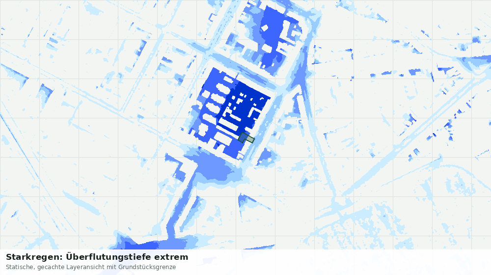 Statische Kartenansicht: Starkregen: Überflutungstiefe extrem