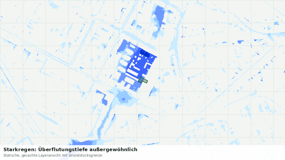 Statische Kartenansicht: Starkregen: Überflutungstiefe außergewöhnlich