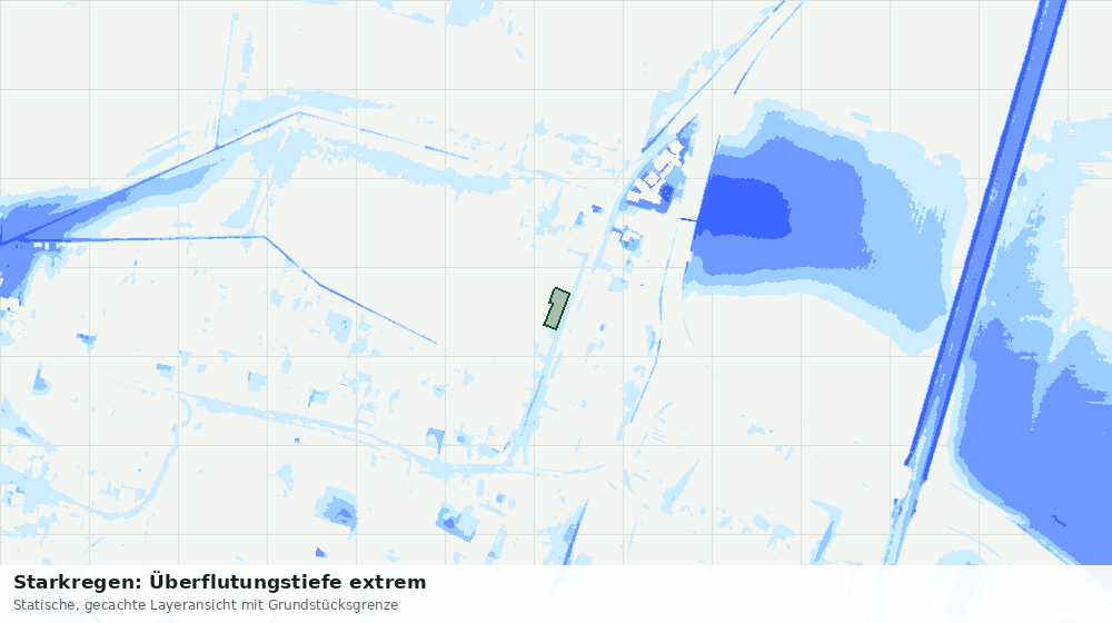 Statische Kartenansicht: Starkregen: Überflutungstiefe extrem