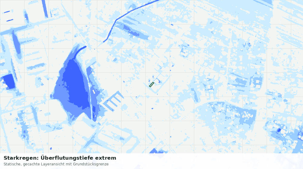 Statische Kartenansicht: Starkregen: Überflutungstiefe extrem