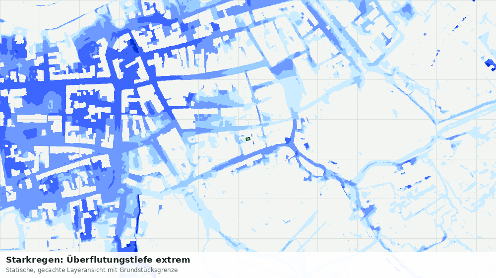 Statische Kartenansicht: Starkregen: Überflutungstiefe extrem