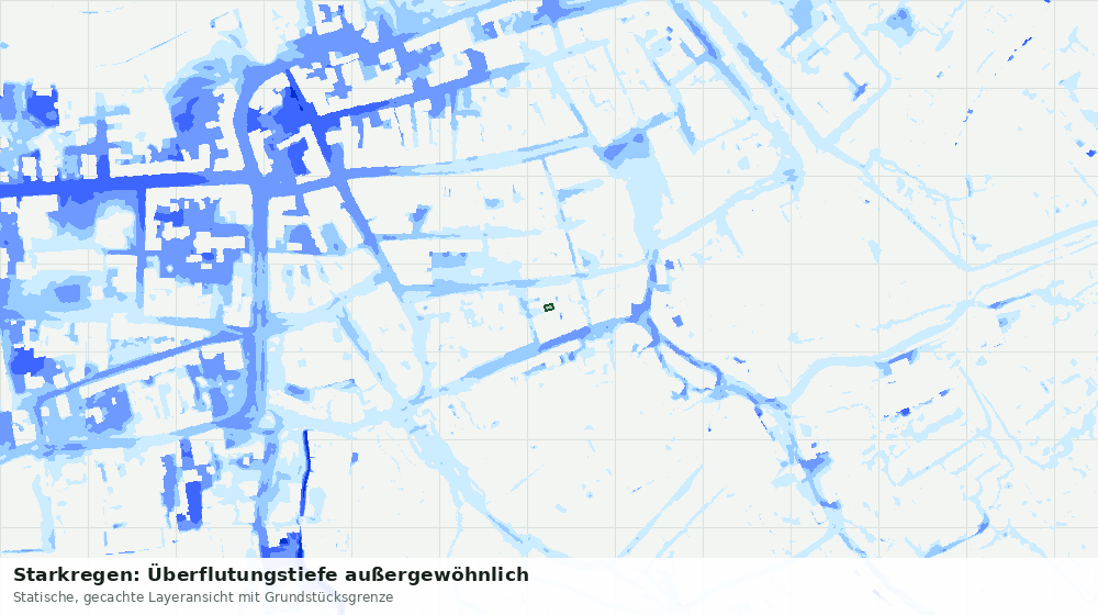 Statische Kartenansicht: Starkregen: Überflutungstiefe außergewöhnlich